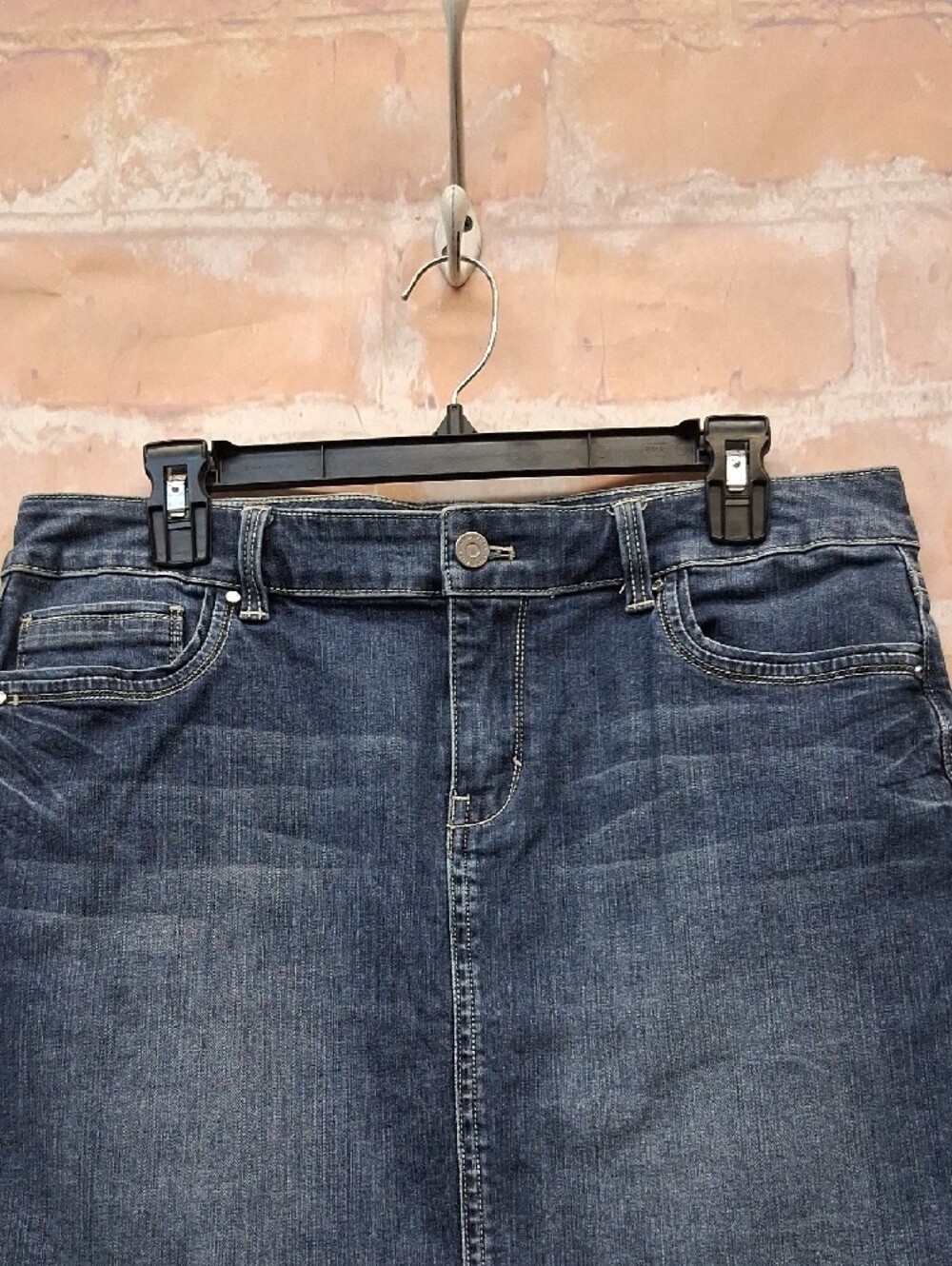 White House Black Market Dark Blue Denim Mini Skirt - Picture 3 of 7